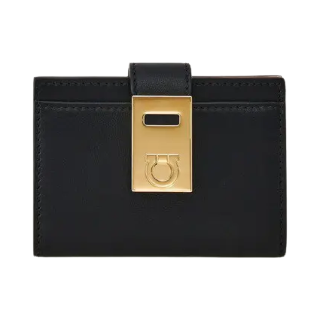 220552-770880 Ferragamo Hug Two-Tone Credit Card Holder Black