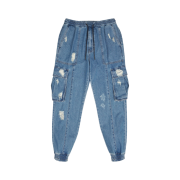 Juun.J Damage Cargo Jogger Denim Blue - 23SS