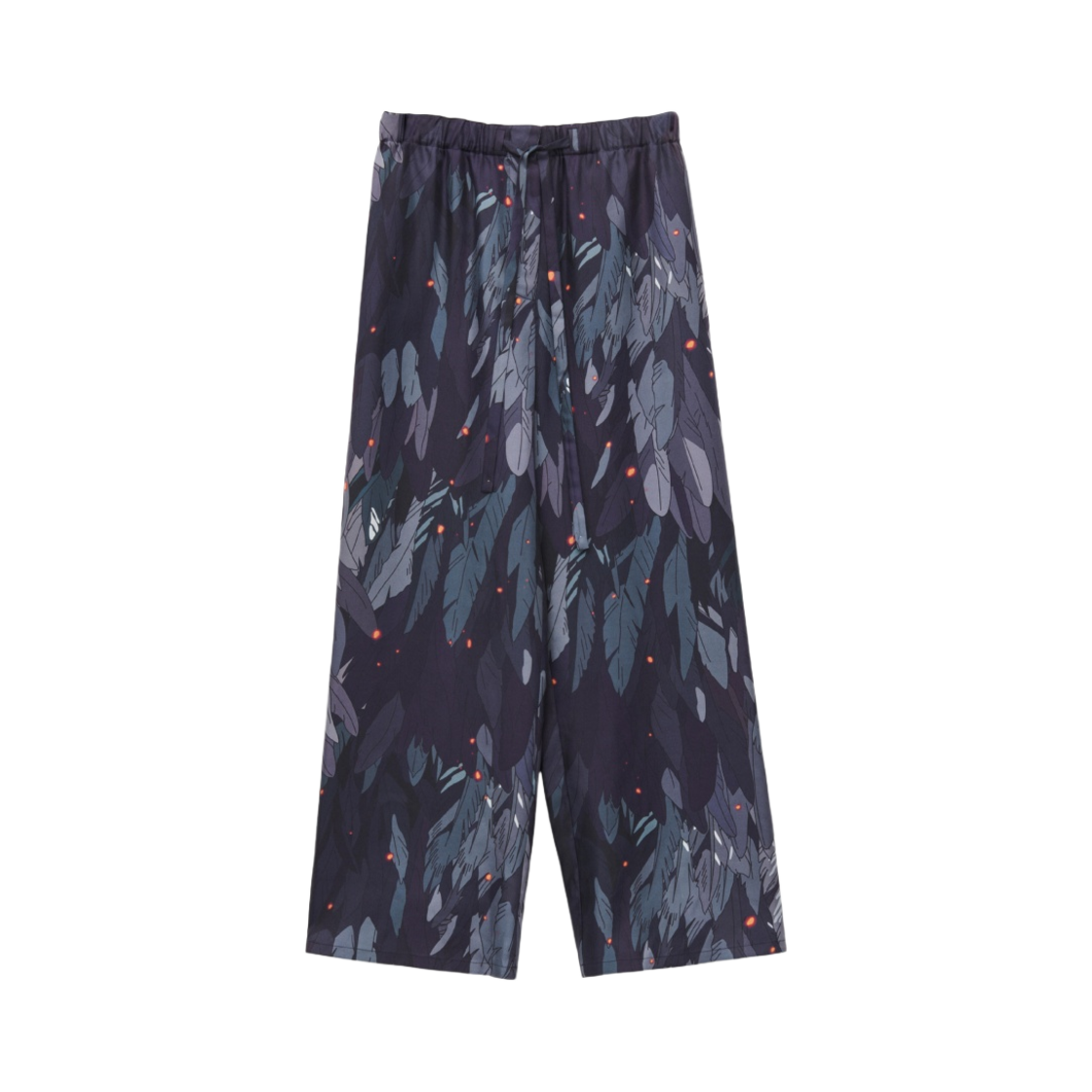 로에베 x 하울의 움직이는 성 페더 실크 파자마 트라우저 네이비 블루(Loewe x Howl's Moving Castle Feathers Pajama Trousers in Silk Navy Blue) - 1