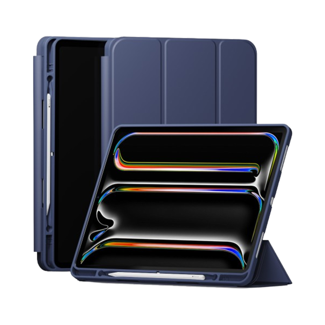 신지모루 스마트커버 투웨이 거치 모드 펜슬 수납 신지폴리오 케이스 아이패드 미니 에어 프로 10/9/8/7/6/5세대 태블릿 파우치 네이비
