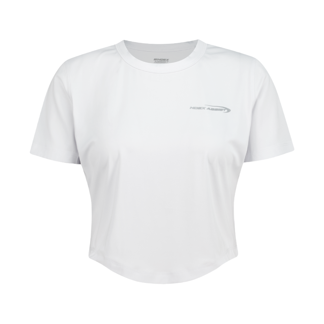 에이치덱스 우먼스 어시스트 커브드 헴 크롭 숏 슬리브 화이트