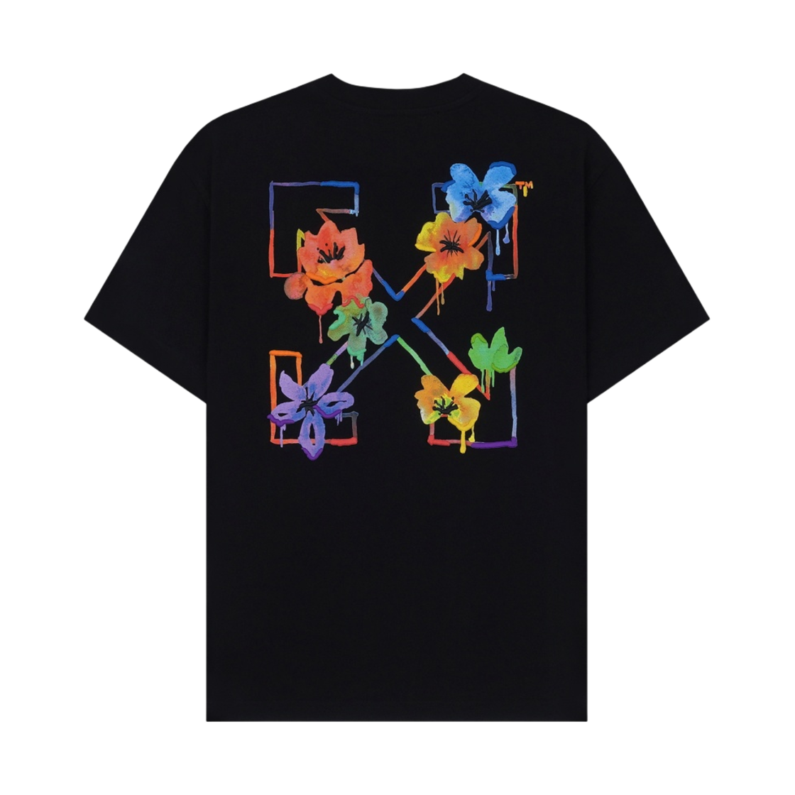 OWAA089S22JER0051084 (W) Off-White Floral Ember Arrow Casual T-Shirt Black Multicolor