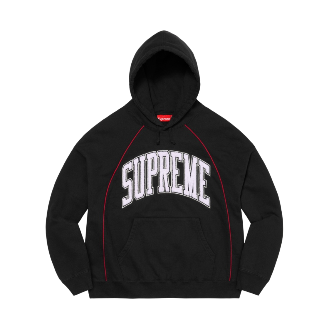 슈프림 박시 파이핑 아크 후드 스웨트셔츠 블랙 - 23SS