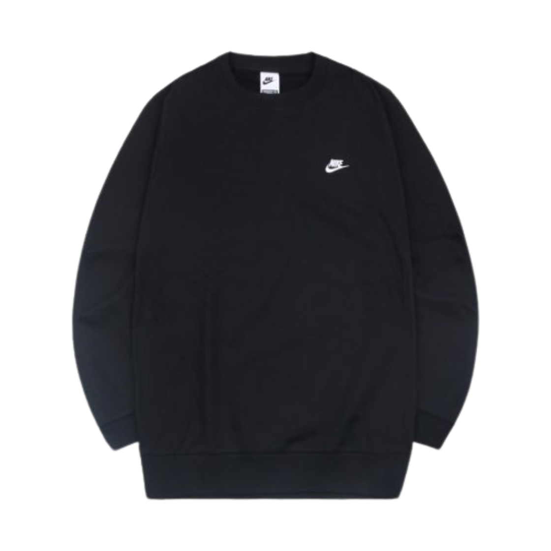 HJ1820-010 Nike Club Fleece Oversized French Terry Crew Black White - Asia