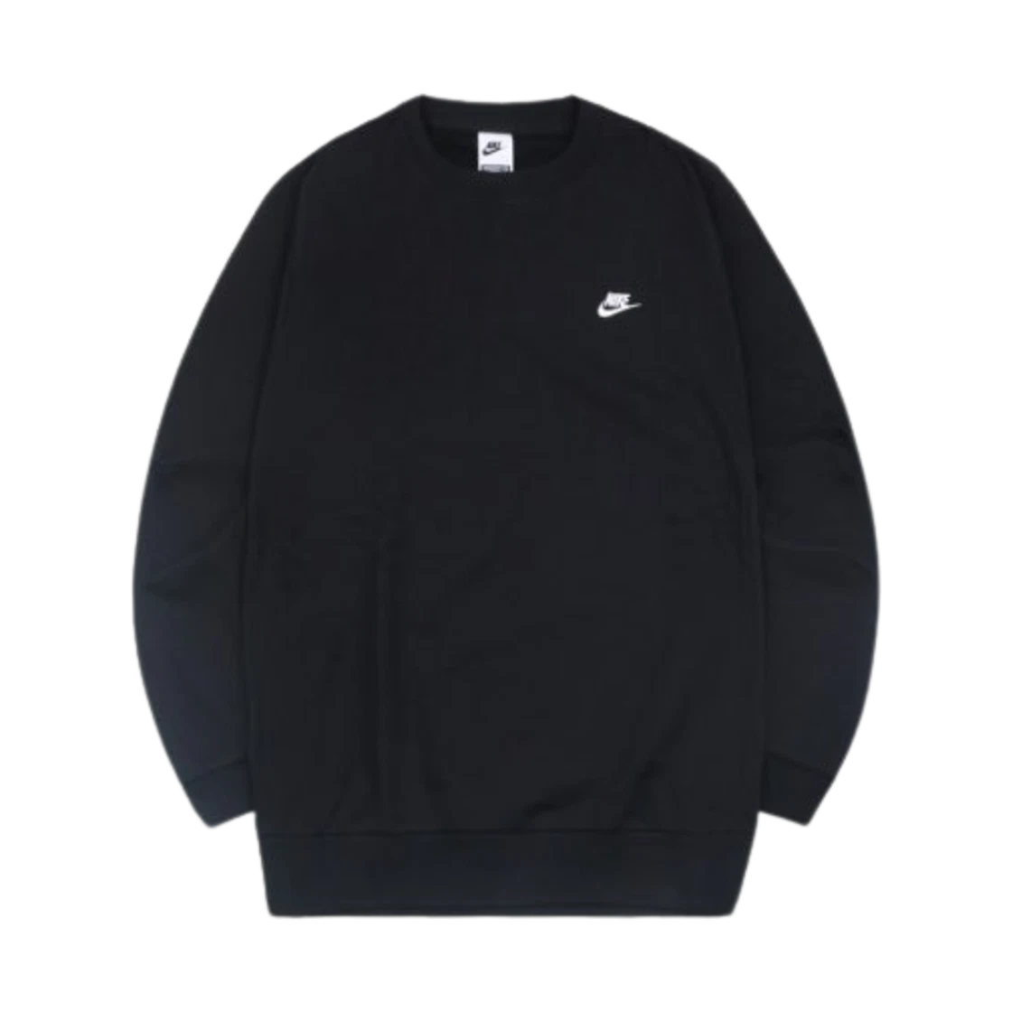 Nike Nike Club Fleece Oversized French Terry Crew Black White - Asia · L
