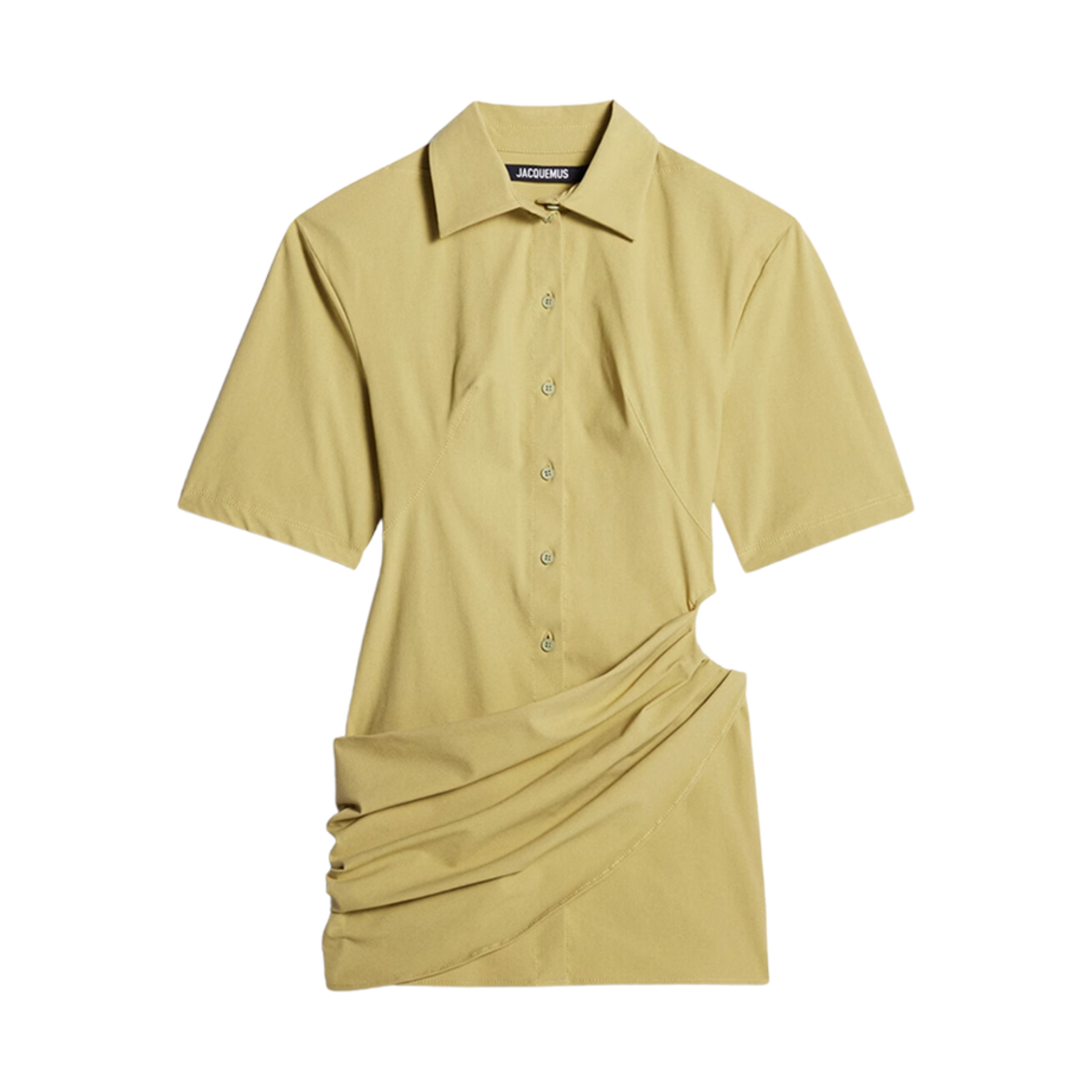 (W) 자크뮈스 라 로브 카미사 드레이프 셔츠 드레스 라이트 카키((W) Jacquemus La Robe Camisa Draped Shirt Dress Light Khaki) - 1
