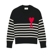 AMI de Coeur Striped Sweater Black White