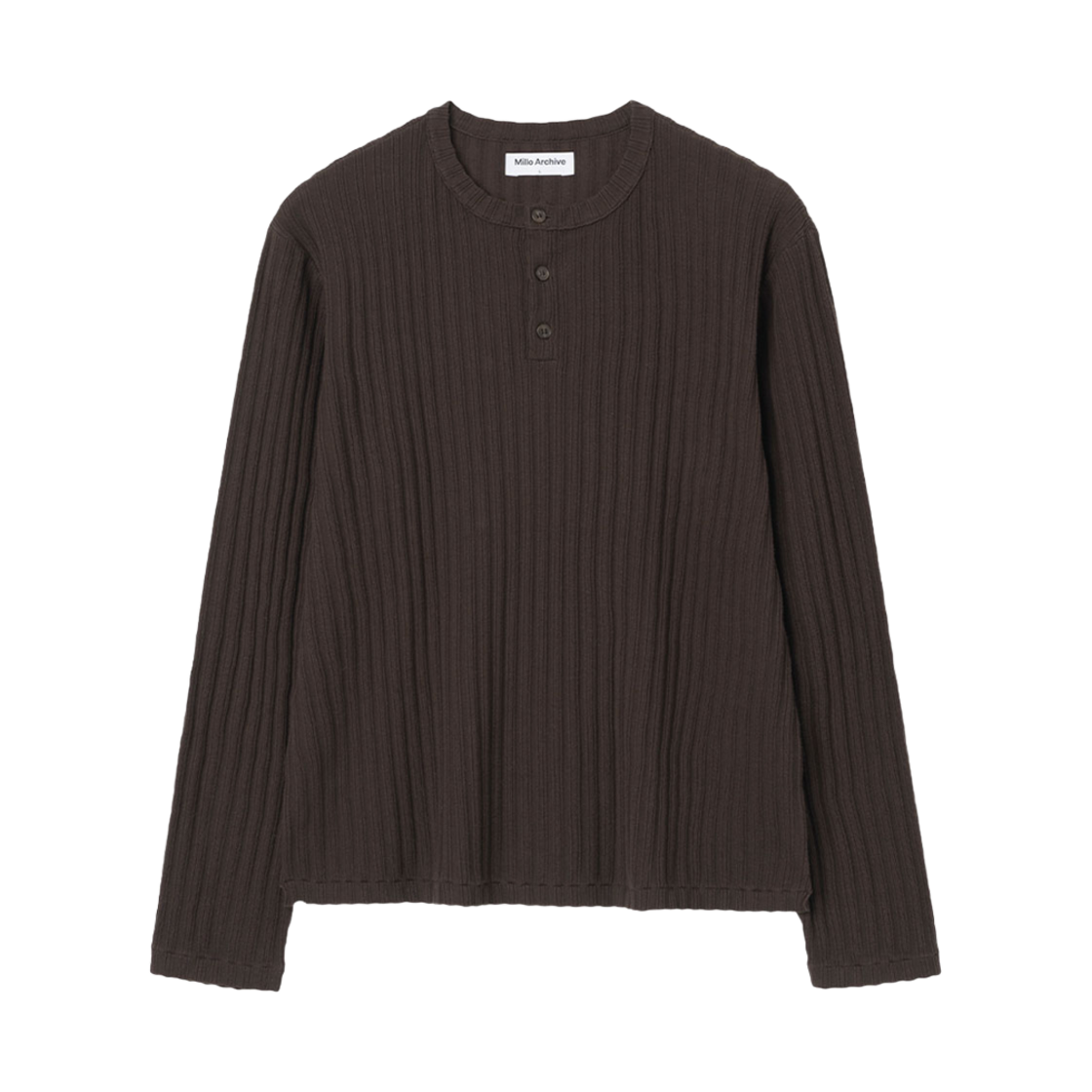 밀로 아카이브 드래프트 헨리넥 니트 브라운(Millo Archive Draft Henley Neck Knit Brown) - 1