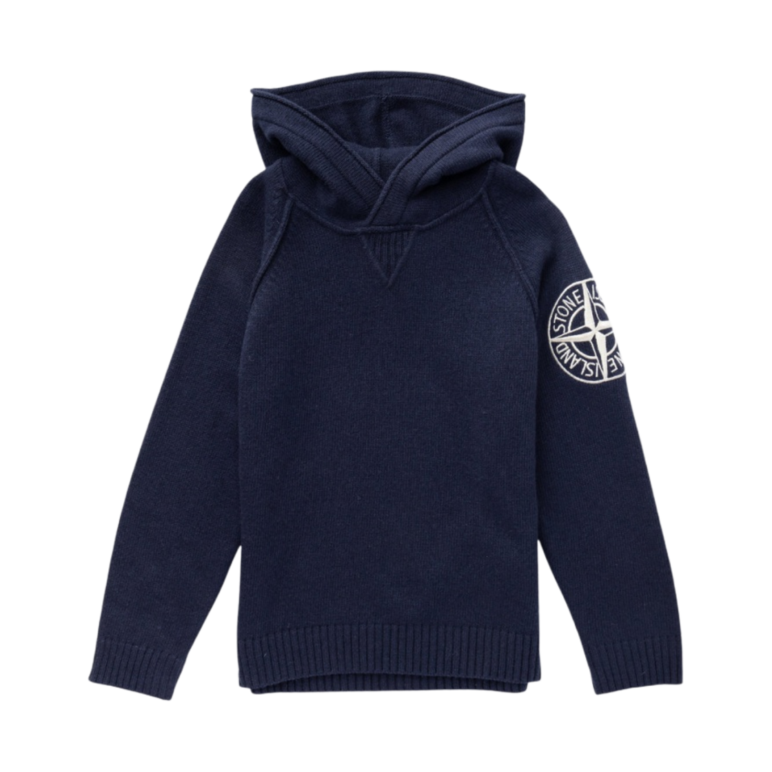 (키즈) 스톤 아일랜드 508A1 스타킹 스티치 캐시미어 울 후드 니트 네이비 블루 - 22FW((Kids) Stone Island 508A1 Stocking Stitch Cashmere Wool Hooded Knit Navy Blue - 22FW) - 1