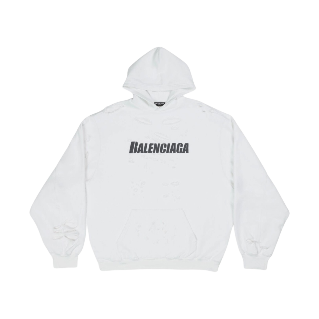 (W) 발렌시아가 캡 디스트로이드 후드 화이트((W) Balenciaga Caps Destroyed Hoodie White) - 1