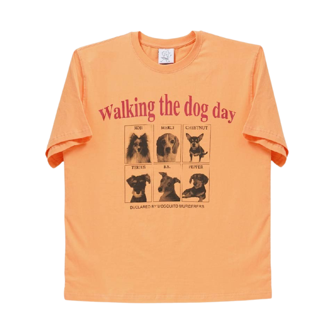 모스키토 머더러스 워킹 더 도그 데이 티셔츠 오렌지(Mosquito Murderers Walking the Dog Day T-Shirt Orange)