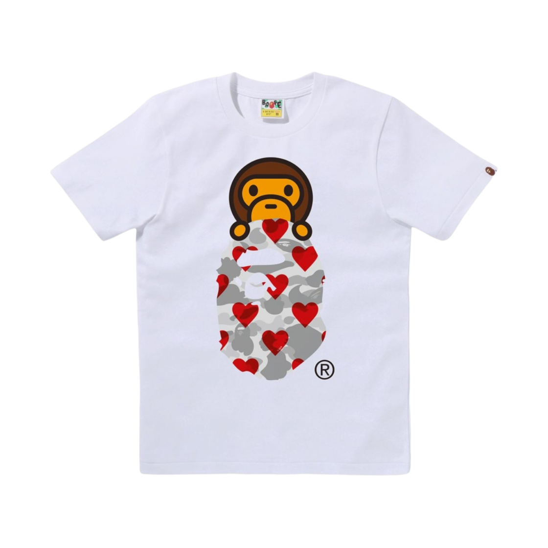 (W) 베이프 아이 러브 베이프 마일로 온 에이프 헤드 티셔츠 화이트((W) BAPE I Love BAPE Milo on Ape Head T-Shirt White) - 1