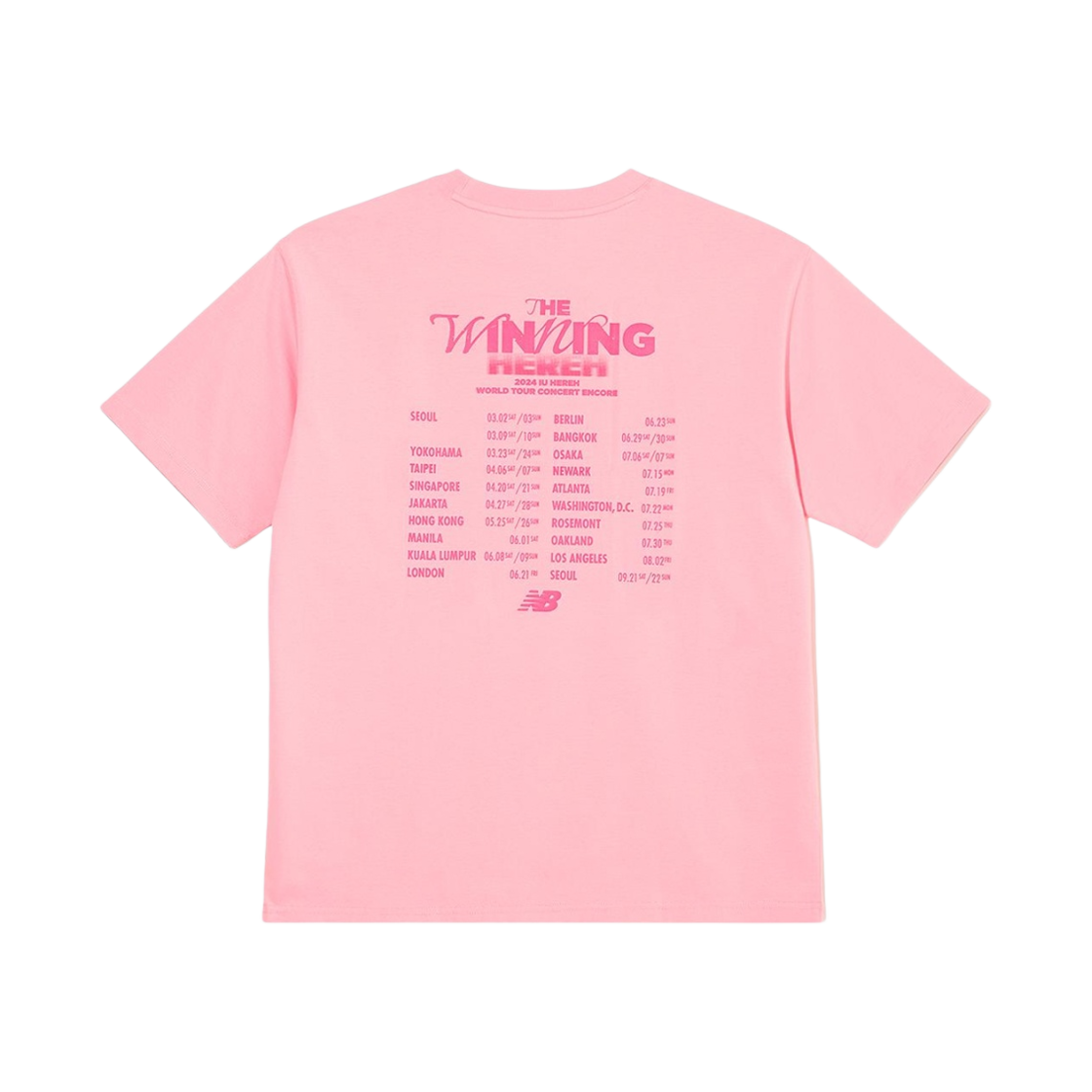 뉴발란스 x 아이유 월드투어 티셔츠 라이트 핑크(New Balance x IU World Tour T-Shirt Light Pink)