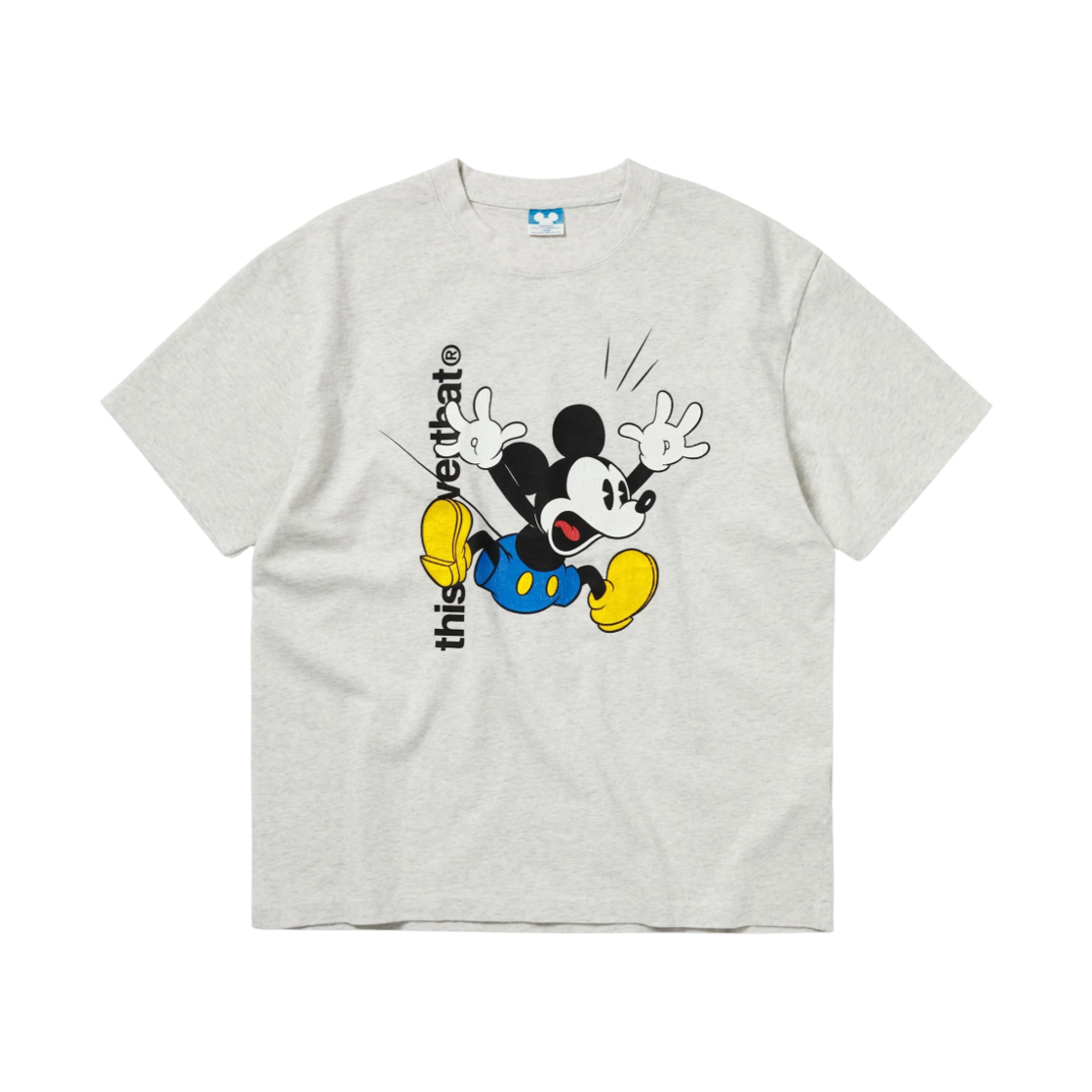 디스이즈네버댓 x 디즈니 미키 점핑 티셔츠 라이트 헤더 그레이(Thisisneverthat x Disney Mickey Jumping T-Shirt Light Heather Grey)