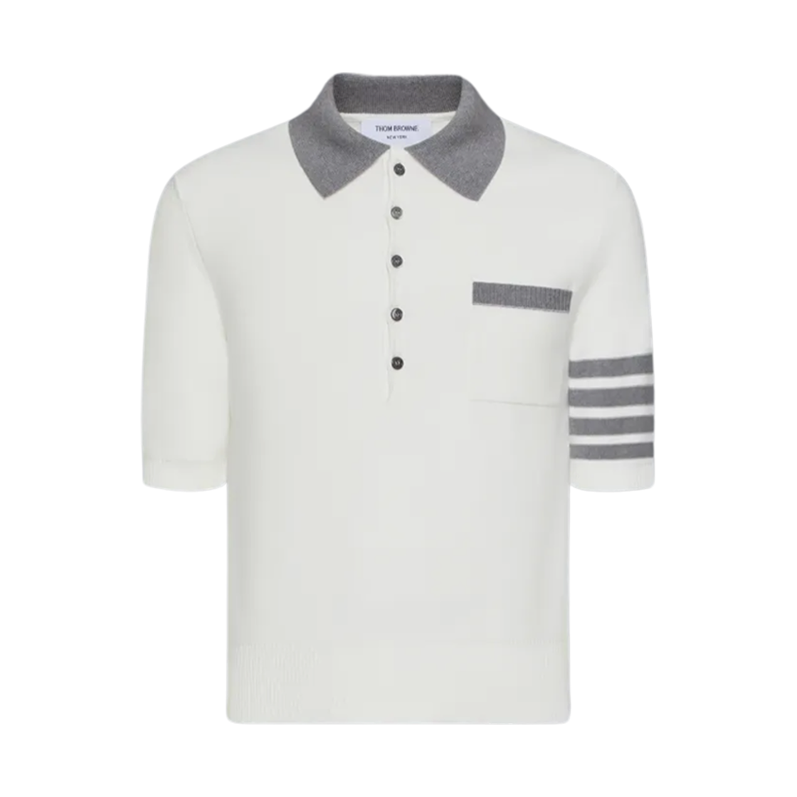 톰브라운 코튼 사선 릴렉스드 핏 헥터 폴로 화이트(Thom Browne Cotton 4-Bar Relaxed Fit Hector Polo White) - 1