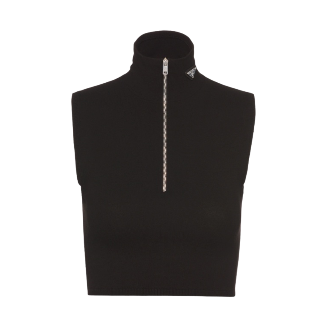 (W) 프라다 울 앤 비스코스 터틀넥 크롭 탑 블랙