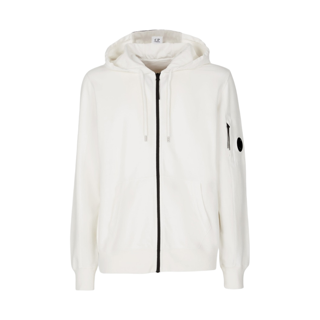 13CMSS077A002246G103 C.P. Company Light Fleece Zipped Hoodie Gauze White - 22FW - 대표 이미지 #1