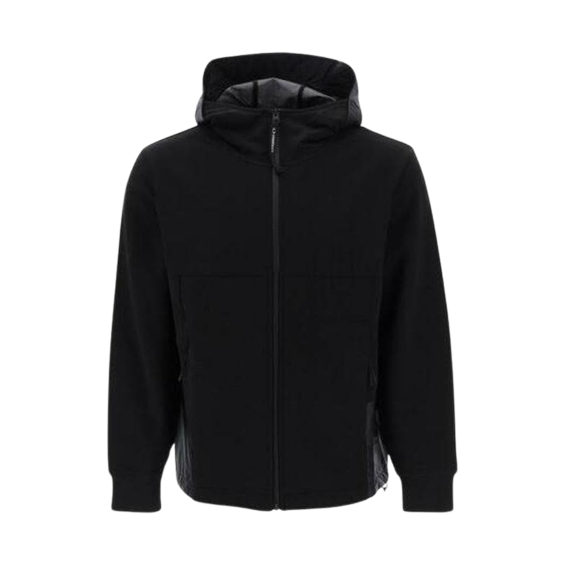 C.P. 컴퍼니 메트로폴리스 시리즈 스트레치 플리스 믹스드 지퍼 후드 블랙 - 23FW(C.P. Company Metropolis Series Stretch Fleece Mixed Zipped Hoodie Black - 23FW)