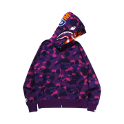 BAPE Color Camo Tiger Shark Wide Full Zip Hoodie Purple