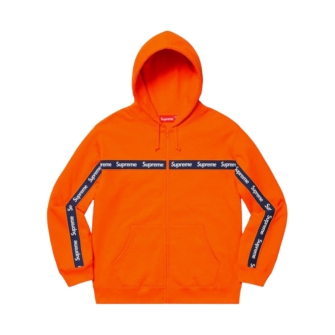 슈프림 텍스트 스트라이프 집업 후드 스웨트셔츠 오렌지 - 19FW(Supreme Text Stripe Zip Up Hooded Sweatshirt Orange - 19FW)