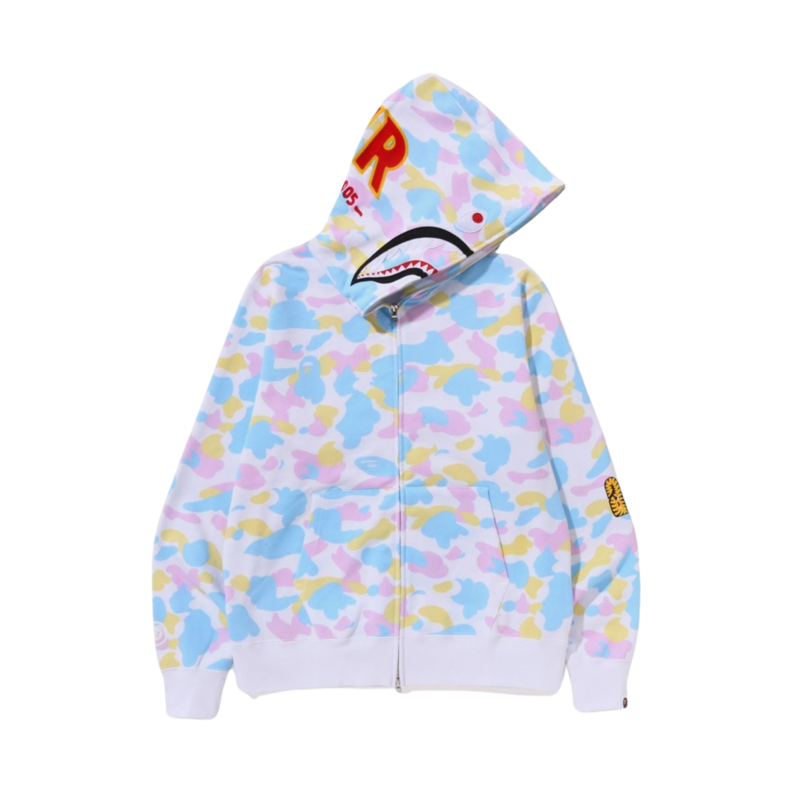 베이프 뉴 멀티 카모 세컨드 샤크 풀 집 후드 화이트