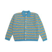 STU Hairy Collar Stripe Cardigan Sky Blue