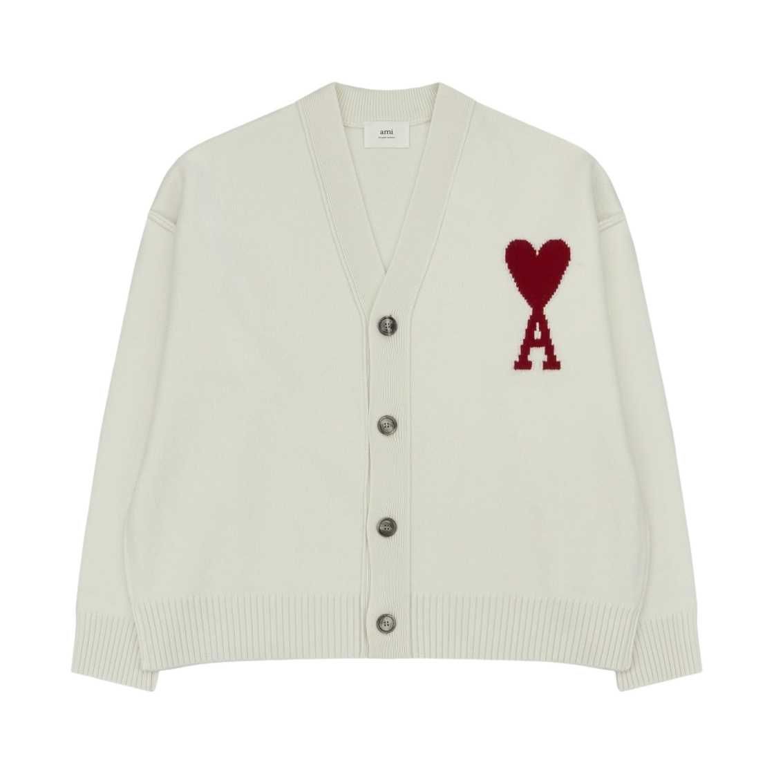 아미 빅 하트 로고 가디건 오프 화이트 레드(AMI de Coeur Cardigan Off White Red)