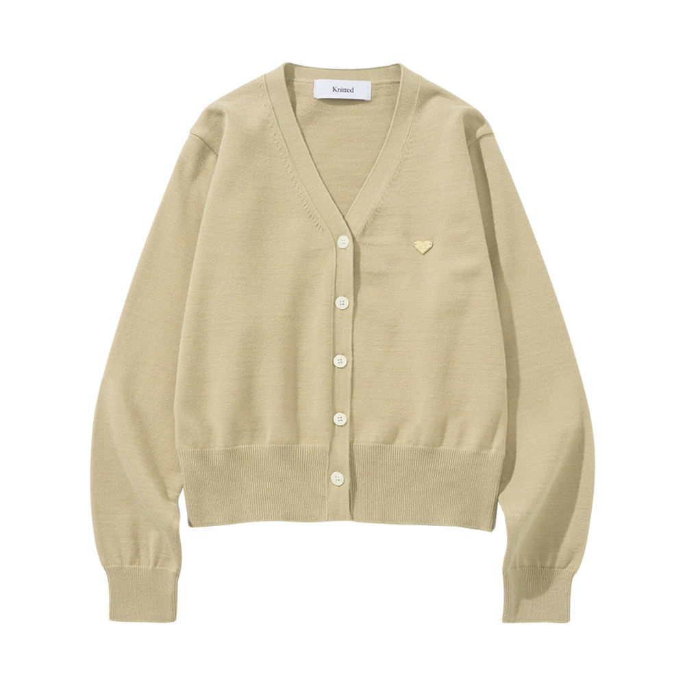 K25SSUCD02BE Knitted Basic Essential Washable V-neck Cardigan Women Beige
