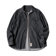 Kapital 8 oz. Black X Kinari Denim Drizzler Work Shirt Black Kinari
