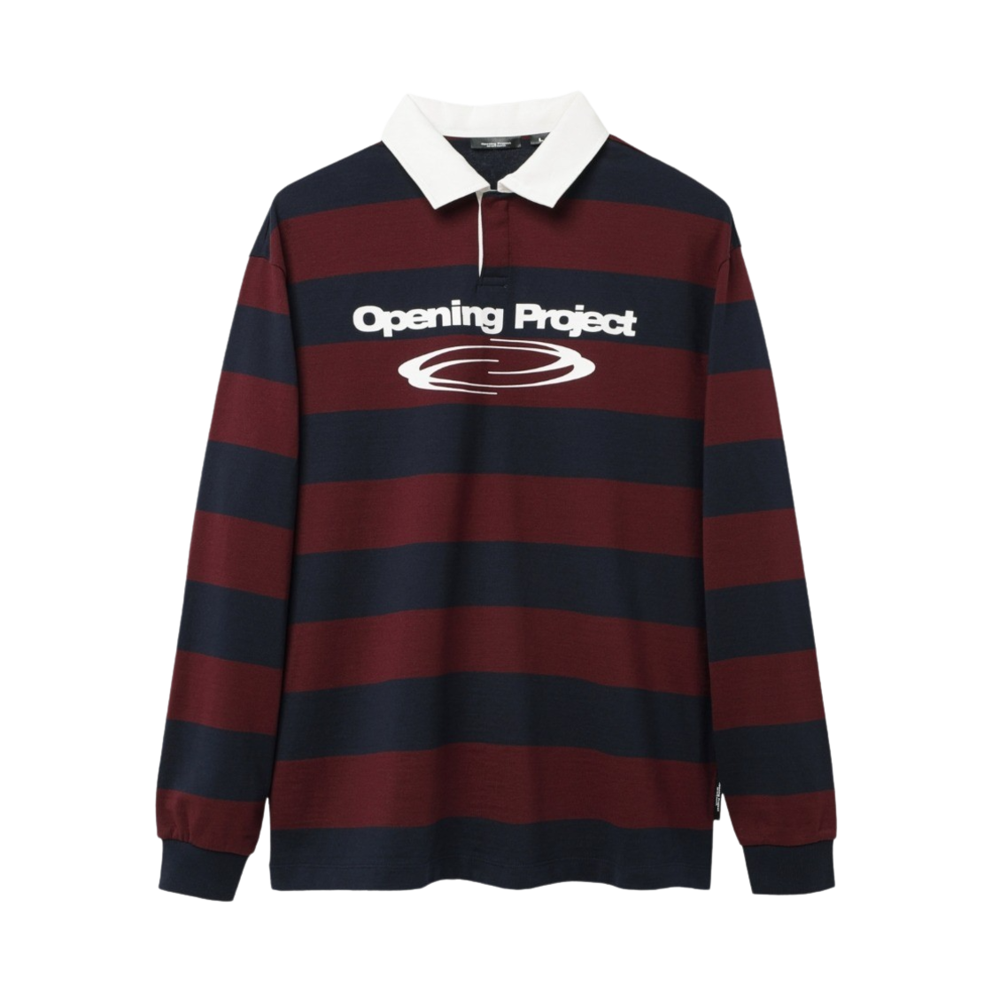 오프닝프로젝트 아이덴티티 스트라이프 칼라 티셔츠 버건디