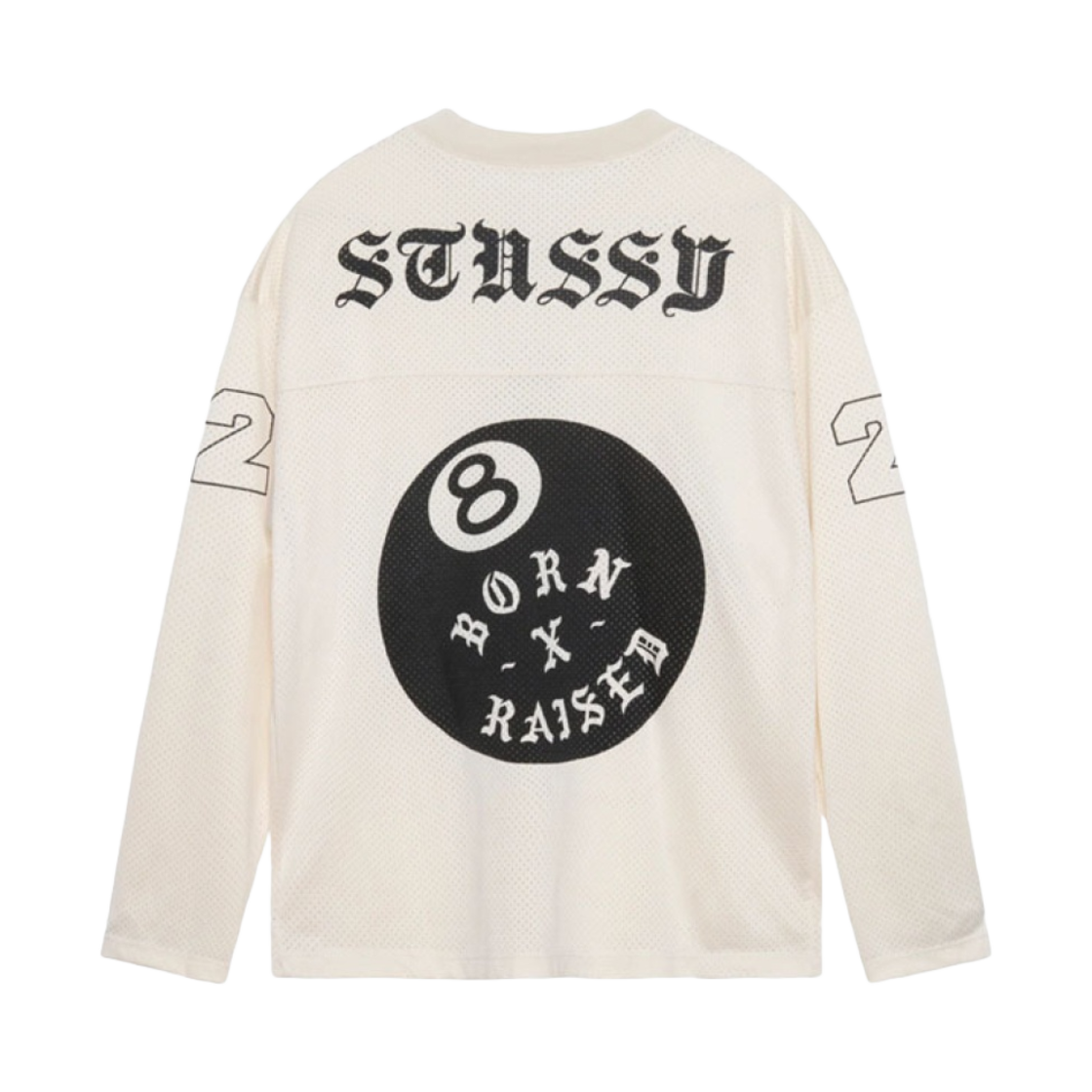 스투시 x 본앤레이즈드 쿠키 & 크림 풋볼 저지 크림(Stussy x Born X Raised Cookies & Cream Football Jersey Cream)
