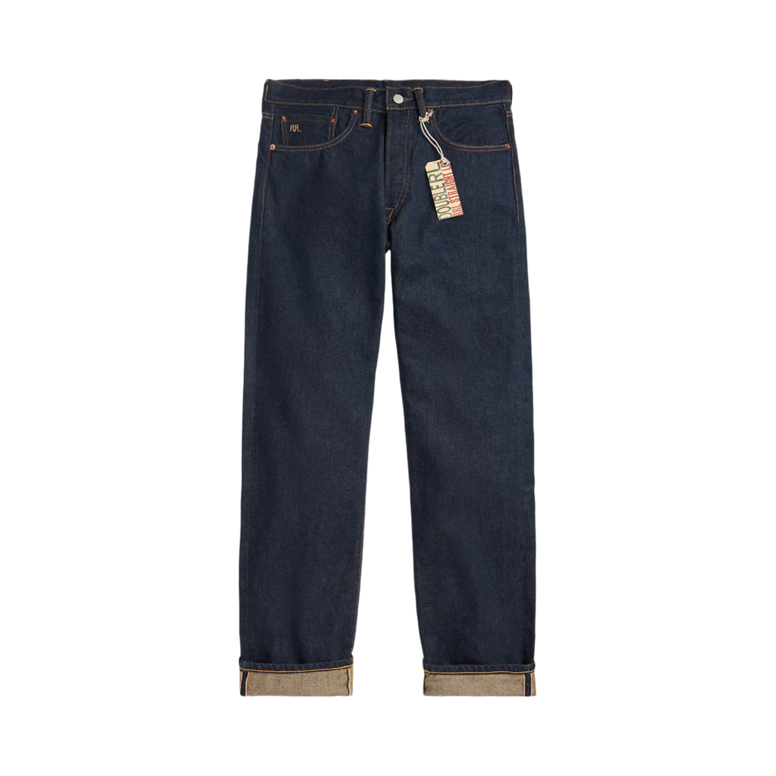 323169 Double RL Straight Fit One Wash Selvedge Jeans One Wash
