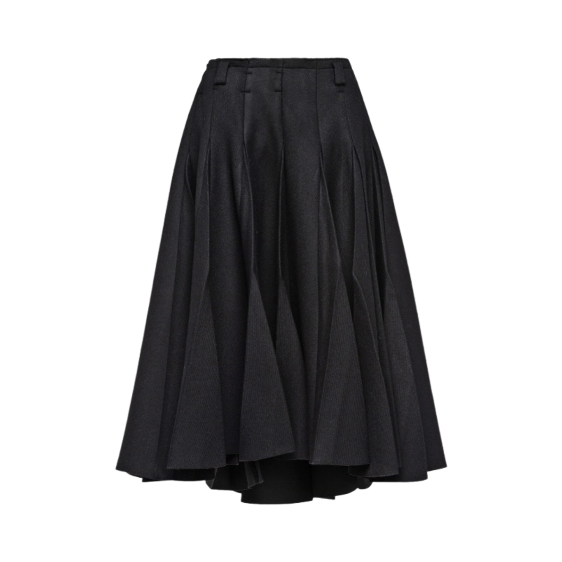(W) 프라다 플리티드 키드 모헤어 미디 스커트 블랙((W) Prada Pleated Kid Mohair Midi-Skirt Black) - 1