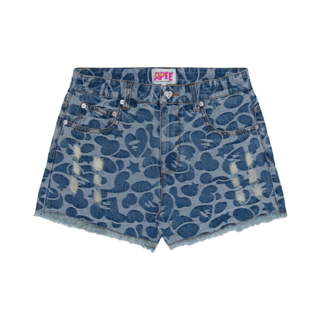 (W) 베이프 그래픽 데님 쇼츠 데님((W) BAPE Graphic Denim Shorts Denim) - 1
