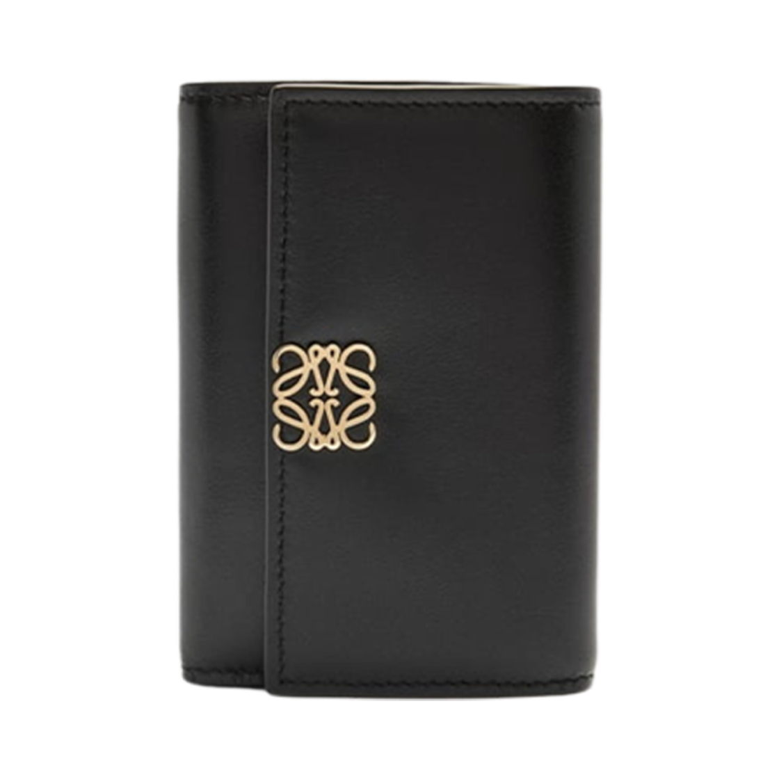 C821S33X06-1100 Loewe Puffer Anagram Small Vertical Wallet in Shiny Nappa Calfskin Black