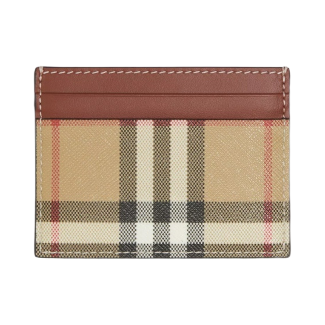 8058012 Burberry Vintage Check Leather Card Case Archive Beige Tan