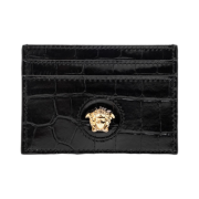 Versace Croc Effect La Medusa Card Holder Black