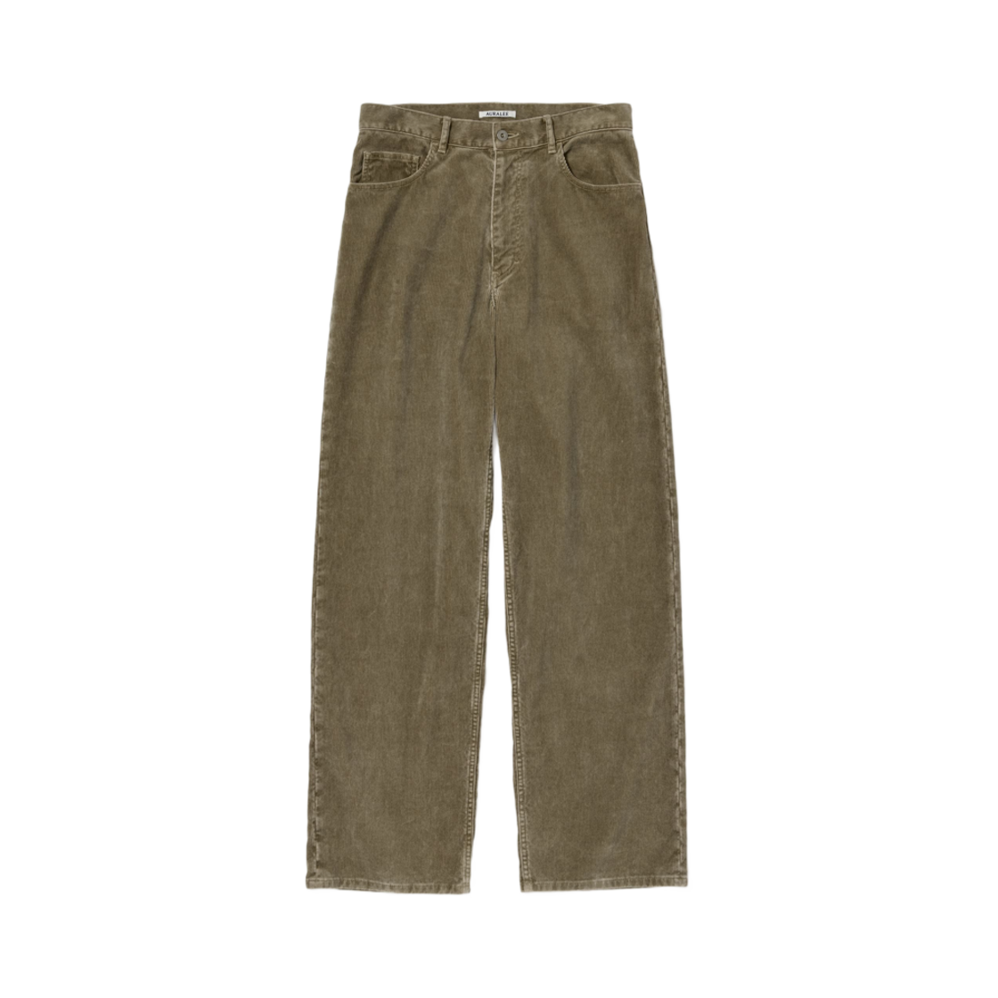 A25SP01PD Auralee Pigment Dye Finx Corduroy Wide 5P Pants Olive Brown - 25SS
