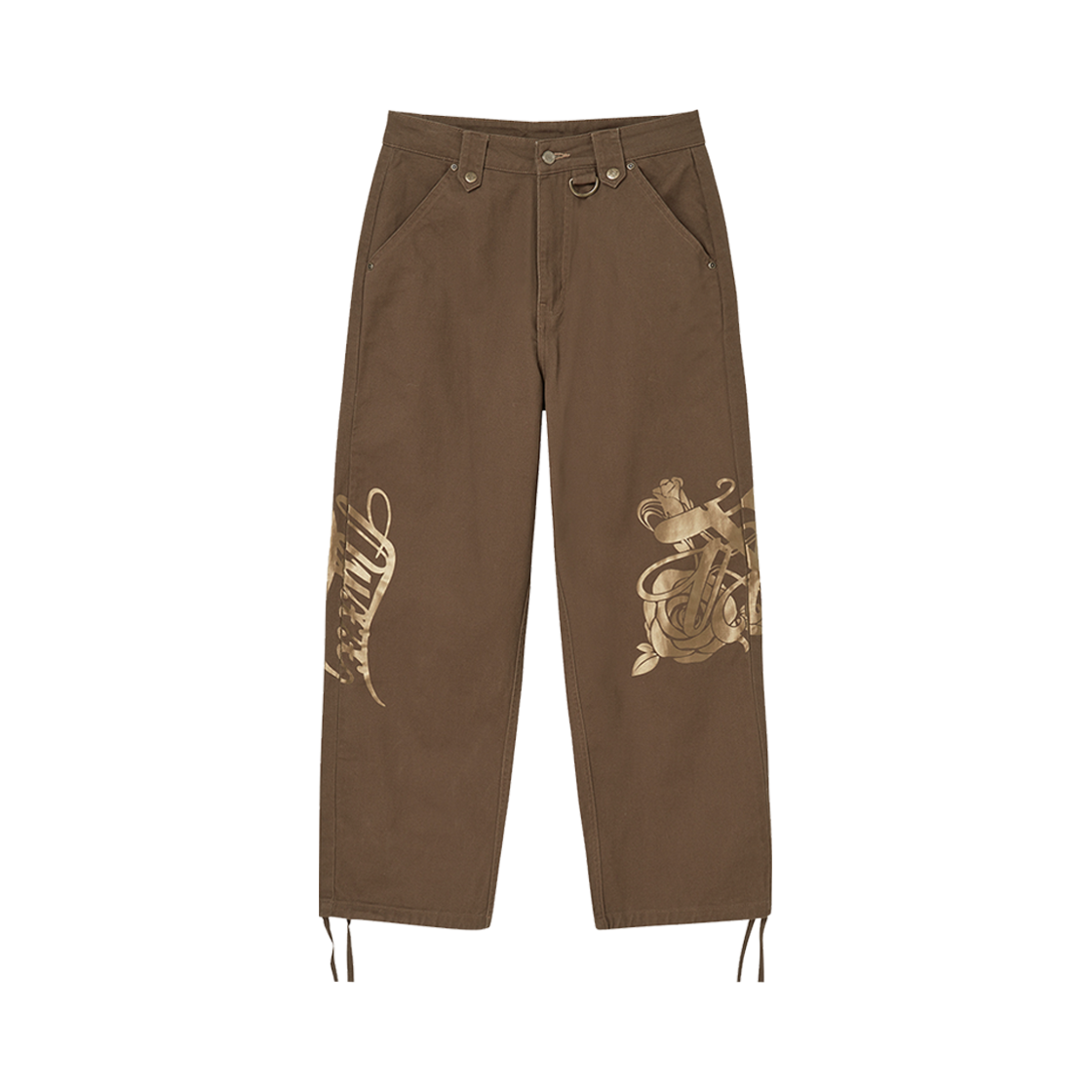 엔와이엑스엑스 엠블럼 프린팅 코튼 팬츠 브라운