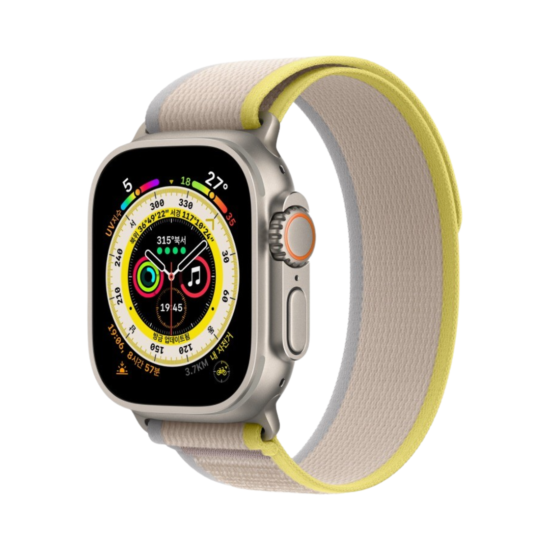 애플 워치 울트라 49mm 티타늄 케이스 트레일 루프 S/M 옐로우 베이지 (국내 정식 발매 제품)(Apple Watch Ultra 49mm Titanium Case with Trail Loop S/M Yellow Beige (Korean Ver.)) - 1