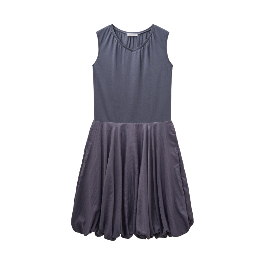 피브스 피브스 시어드 브이넥 볼륨 드레스 딥퍼플