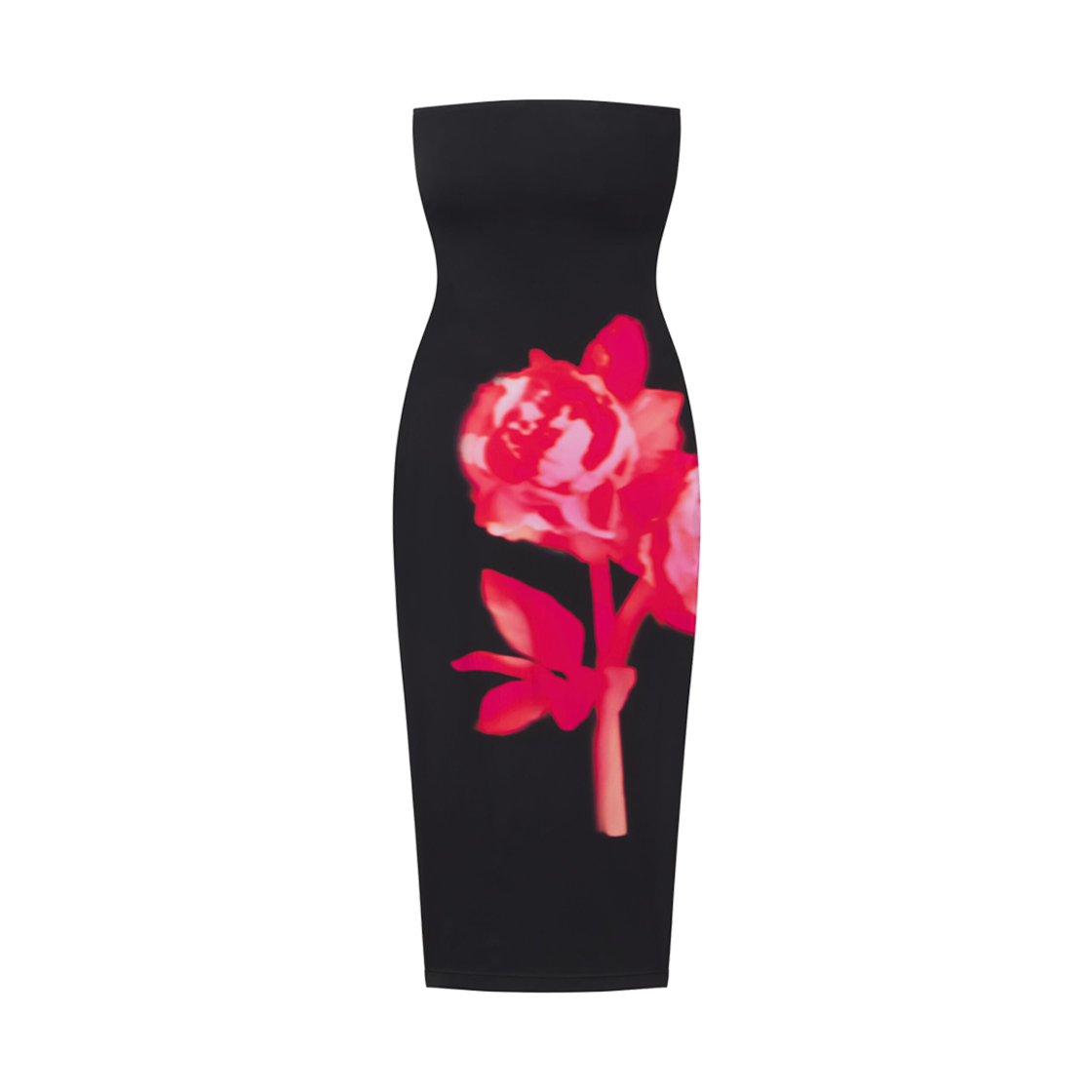(W) 카이 x 이오네스 스무스 스트레치 스트랩리스 미디 드레스 블랙 피오니((W) Khy x Ioannes Smooth Stretch Strapless Midi Dress Black Peony)