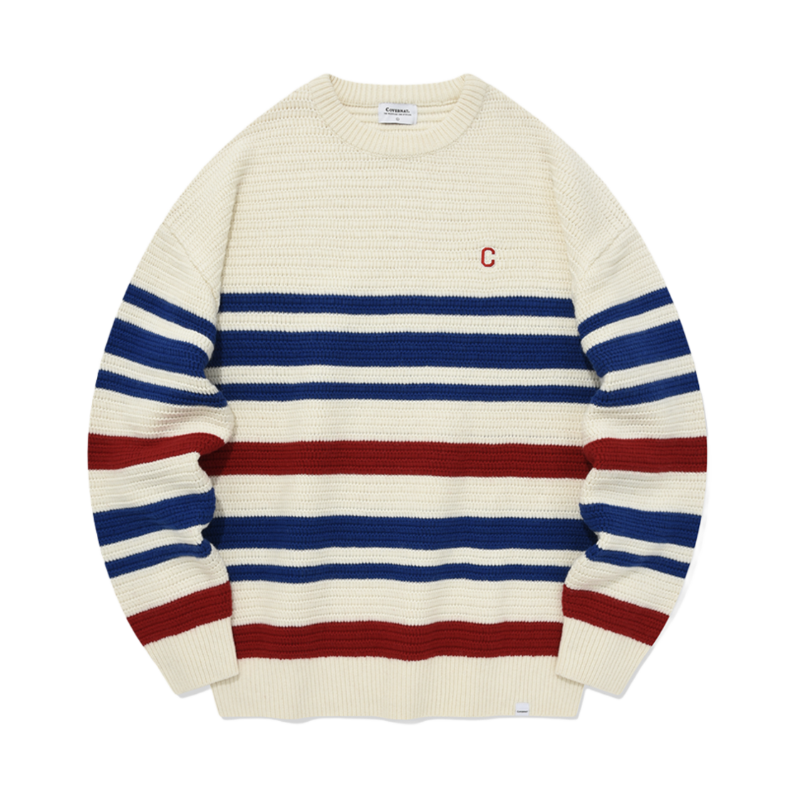CO2303KT08IV Covernat Muton Stripe Crewneck Knit Ivory