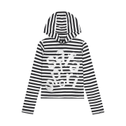 [KREAM 단독] Safarispot 1/2 Ticketing Stripe Border Hoodie White