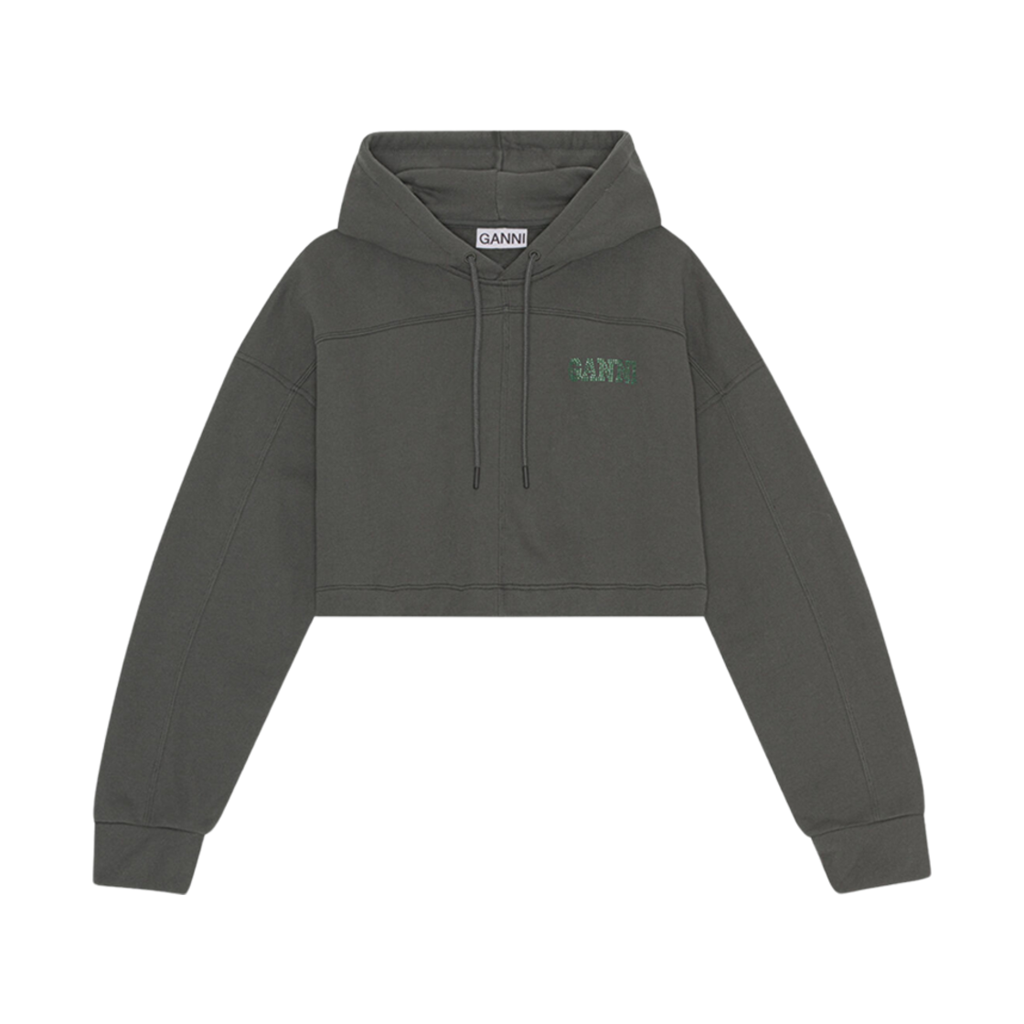 (W) 가니 패브릭스 오브 더 퓨처 크롭 후드 팬텀((W) Ganni Fabrics Of The Future Cropped Hoodie Phantom) - 1