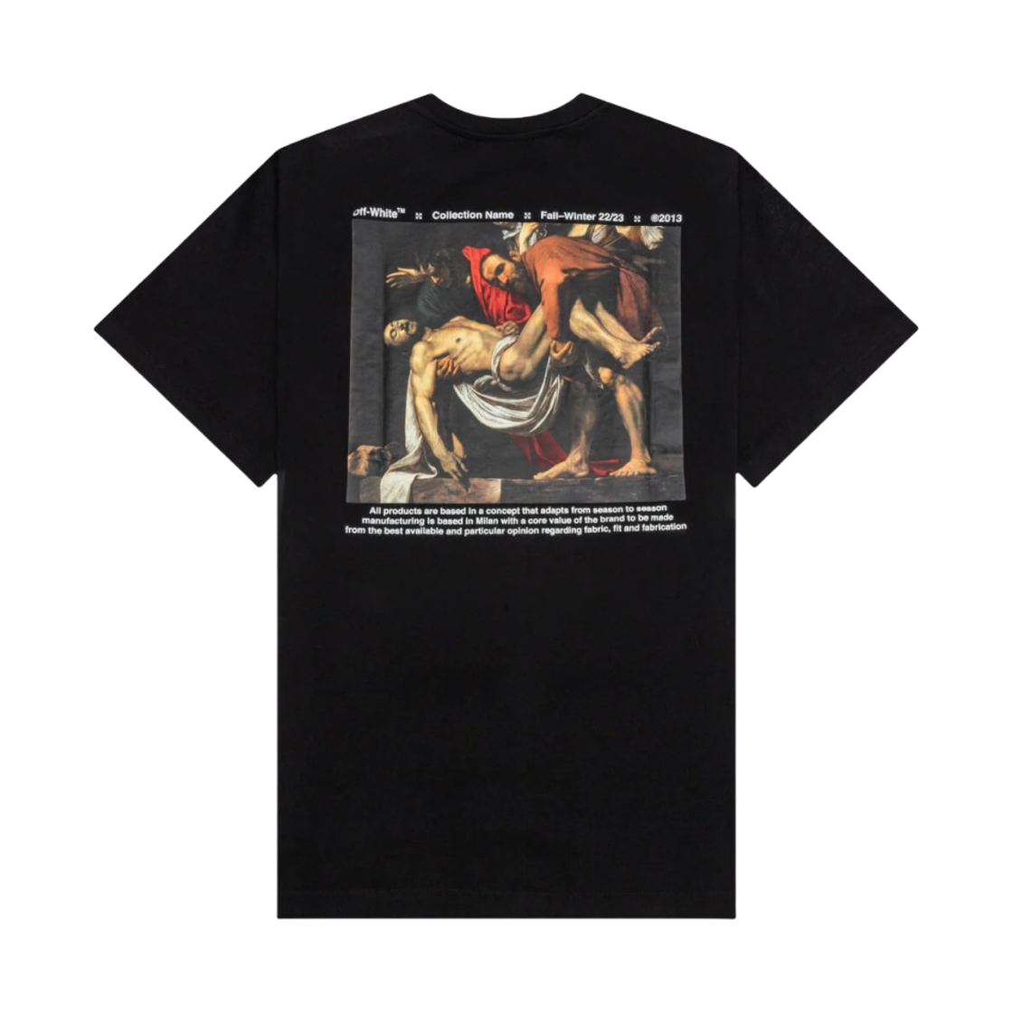 OMAA038C99JER0091001 Off-White Caravaggio Deposition Over S/S T-Shirt Black White - 대표 이미지 #1