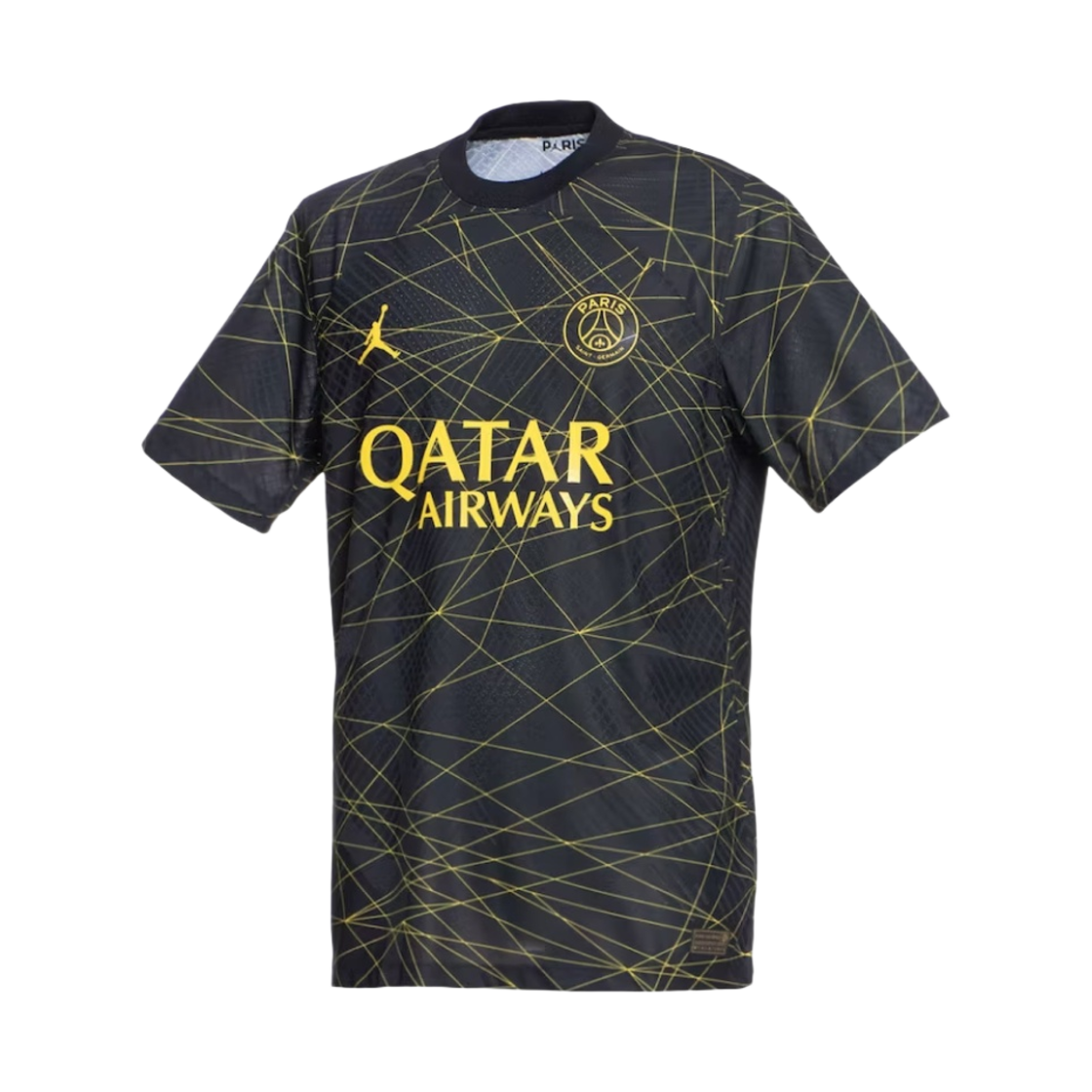 조던 x 파리 생제르맹 2022/23 드라이핏 ADV 매치 4th 저지 블랙 투어 옐로우 (논 마킹 버전)