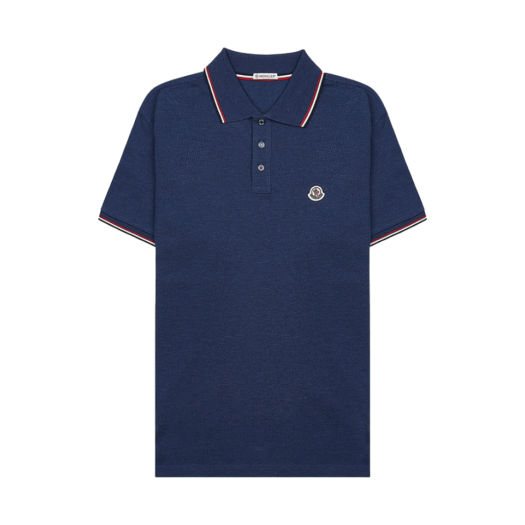 Moncler Logo Patch Polo Shirt Indigo Blue - 24SS
