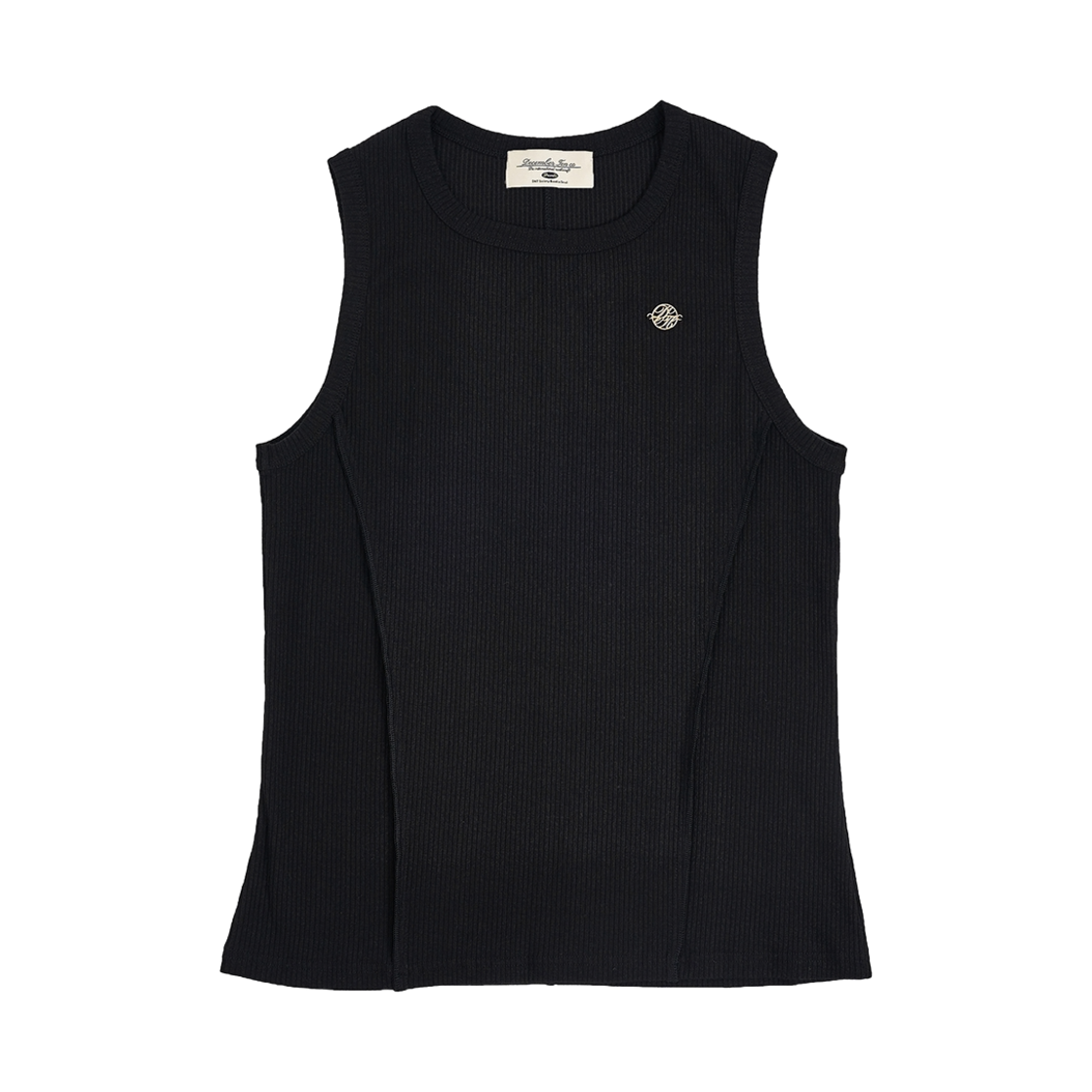25SS03 December Ten Square Neck Rib Tank Top Black