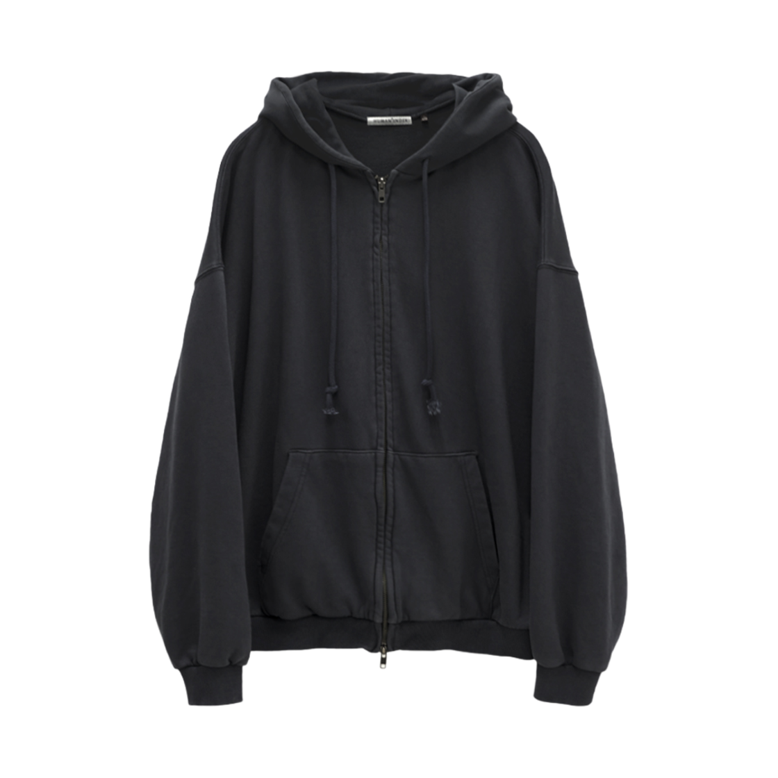 PL5TJU6951BC Polyteru Human Index Human Loosed Zip Hoodie Washed Black